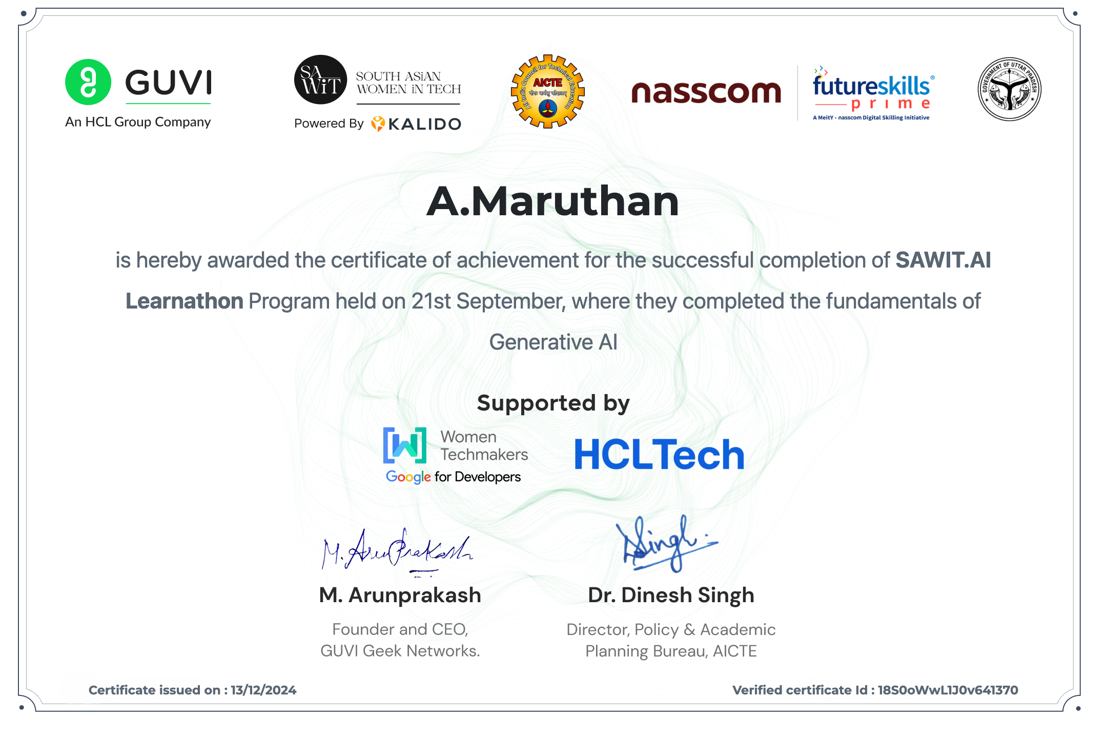 certificate Screenshot