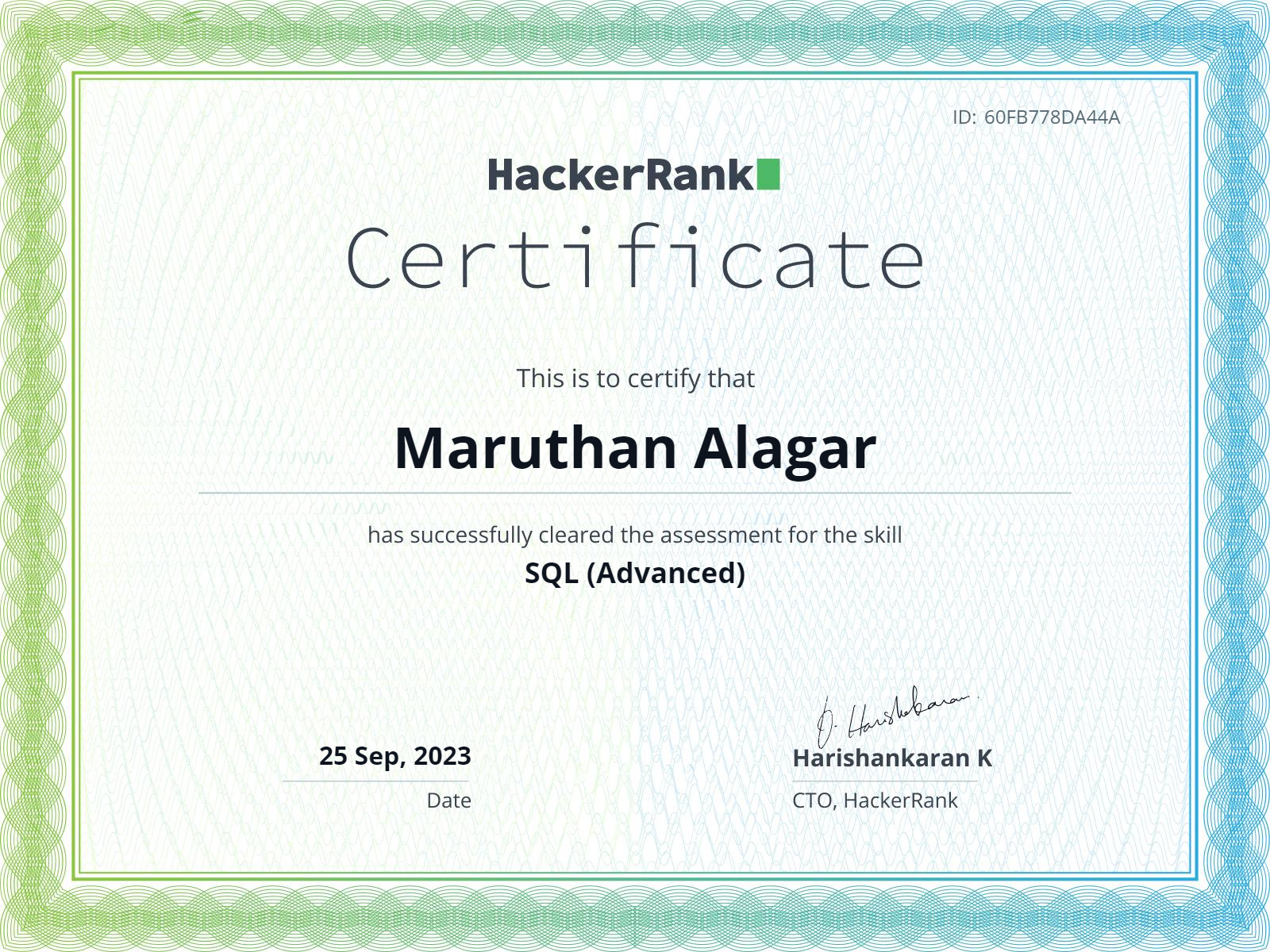 certificate Screenshot